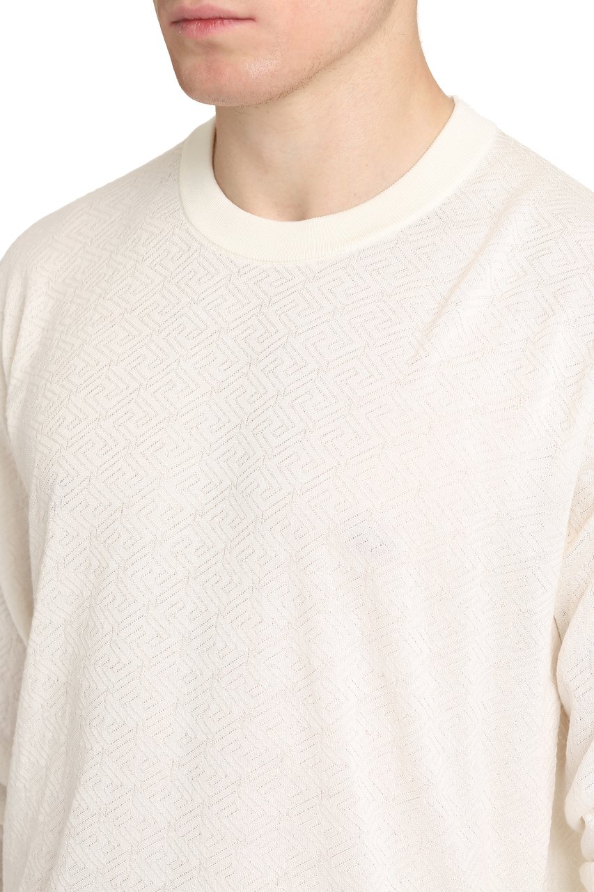 Versace Long sleeve cotton blend t-shirt Neutraal