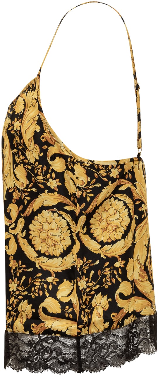 Versace Canotta in Seta Barocco Geel