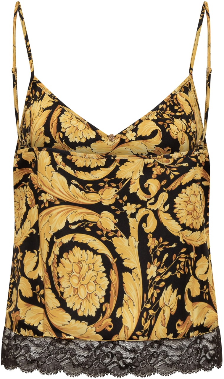 Versace Canotta in Seta Barocco Geel