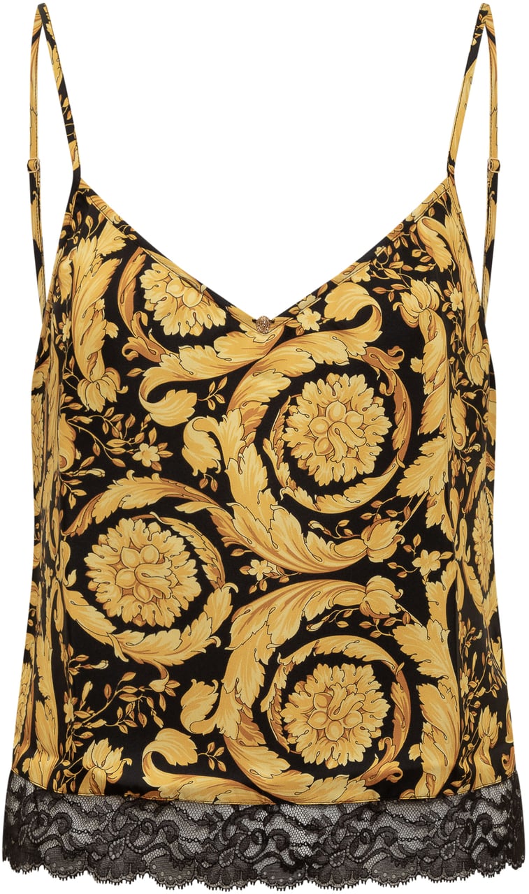 Versace Canotta in Seta Barocco Geel