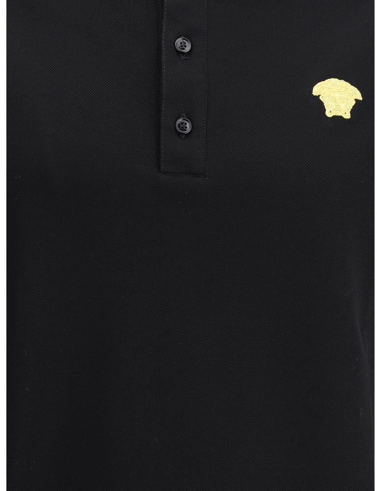 Versace Versace Black Cotton Polo Shirt Zwart