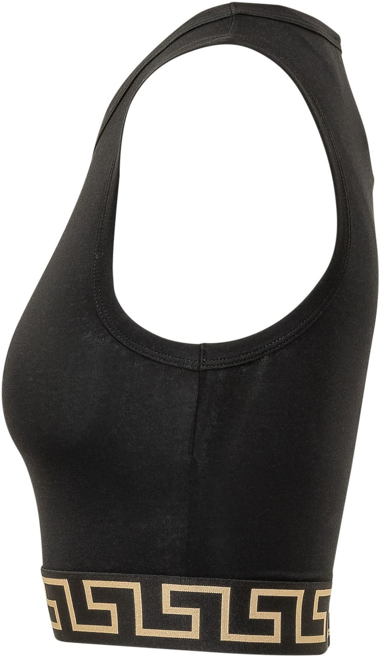Versace Top Corto con Fascia Decorata Zwart