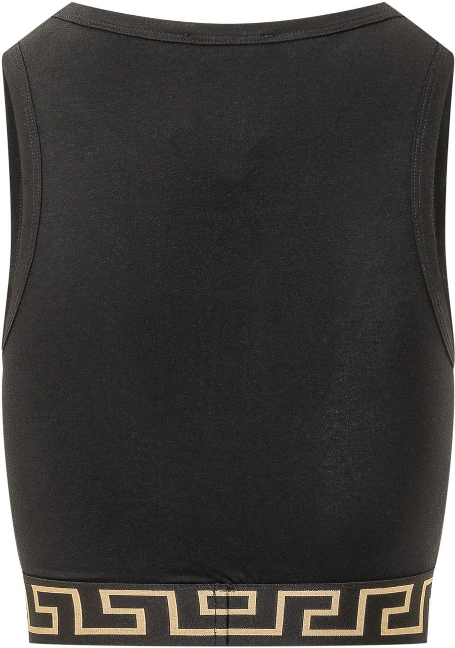 Versace Top Corto con Fascia Decorata Zwart