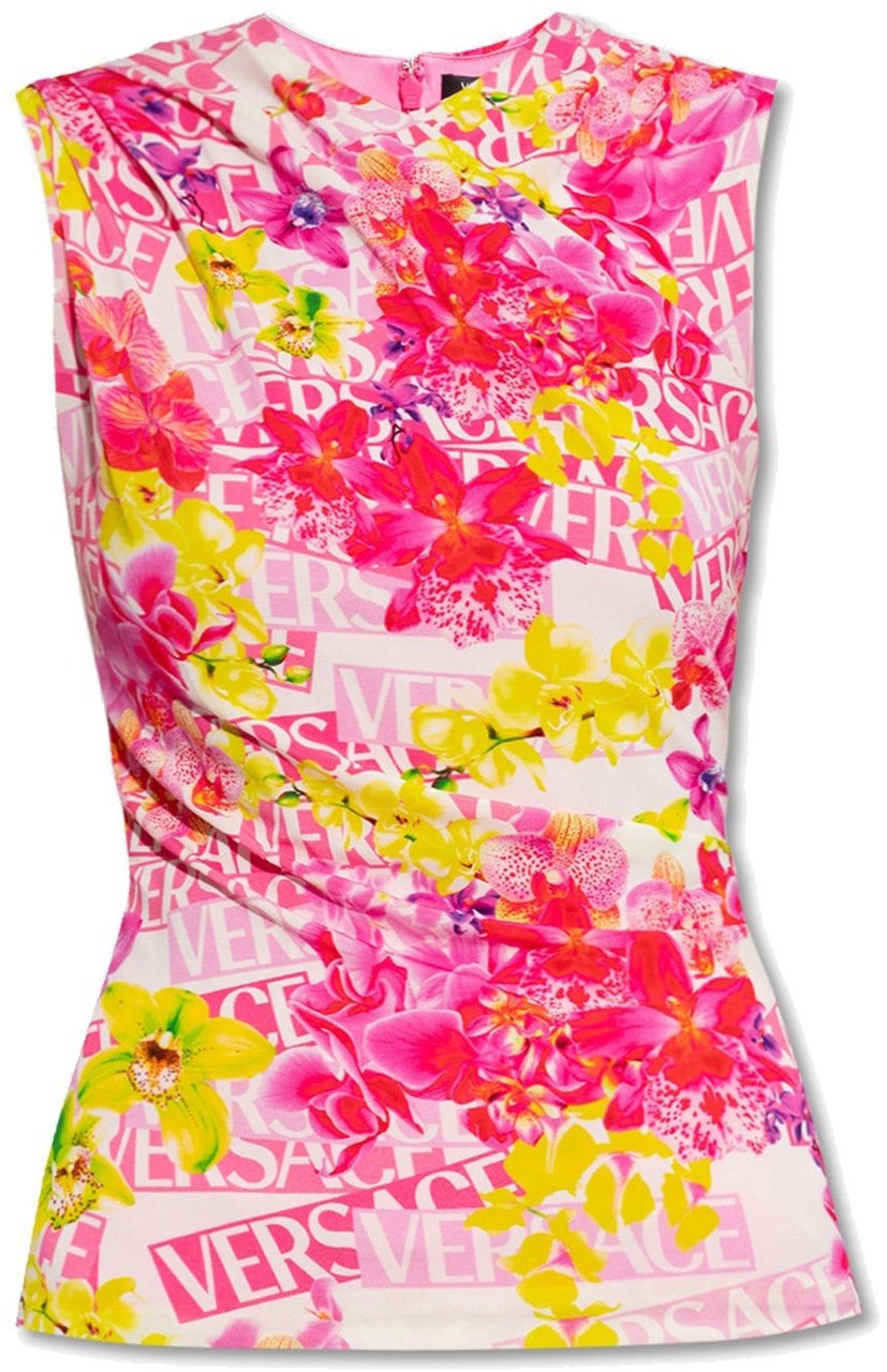Versace Versace Sleeveless Printed Top Roze