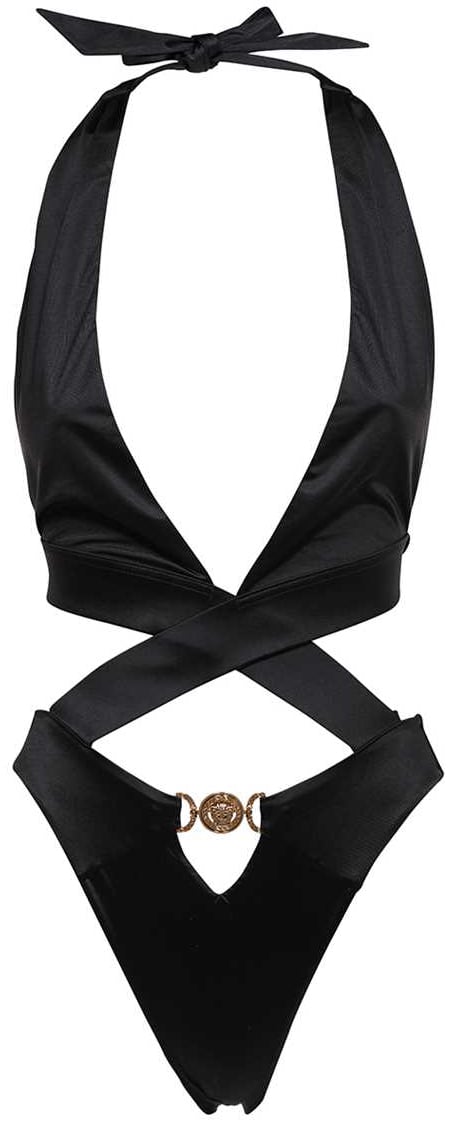 Versace One-piece swimsuit with logo Zwart