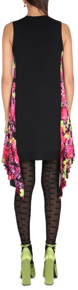 Versace Orchid Logo Dress Zwart