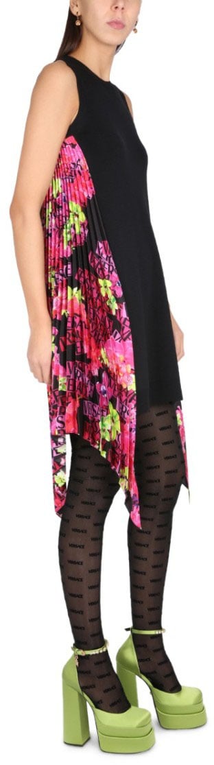 Versace Orchid Logo Dress Zwart