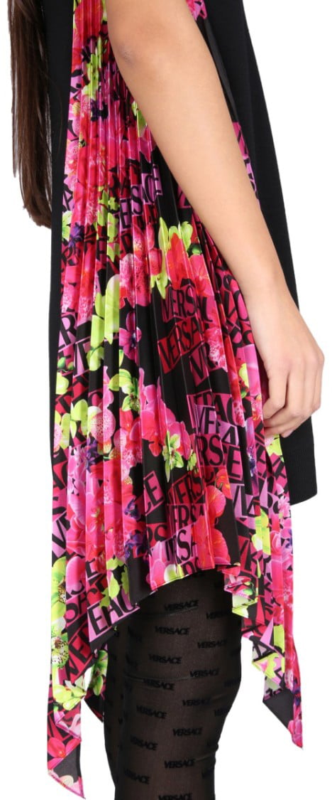 Versace Orchid Logo Dress Zwart
