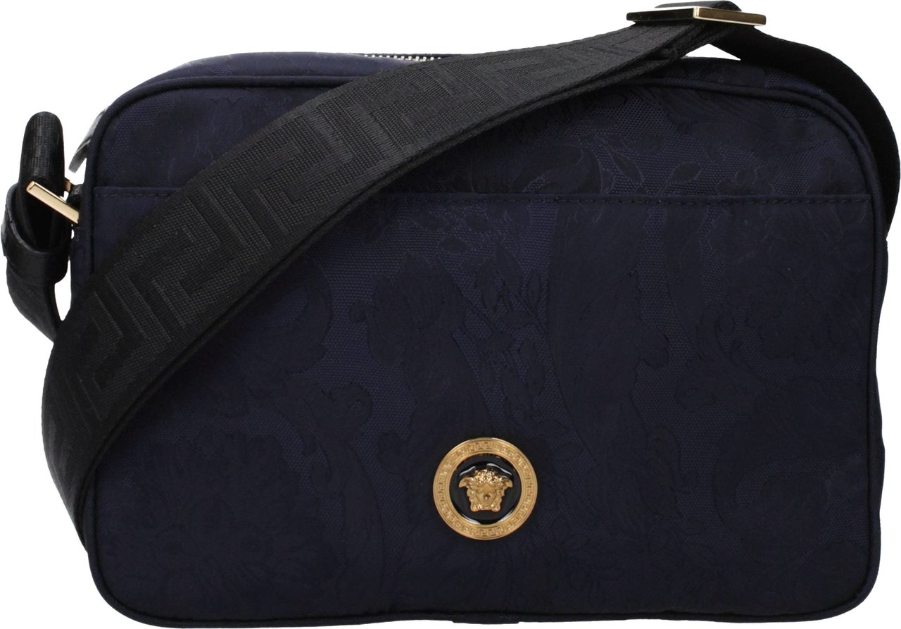 Versace Blue Fabric Crossbody Bag Blauw