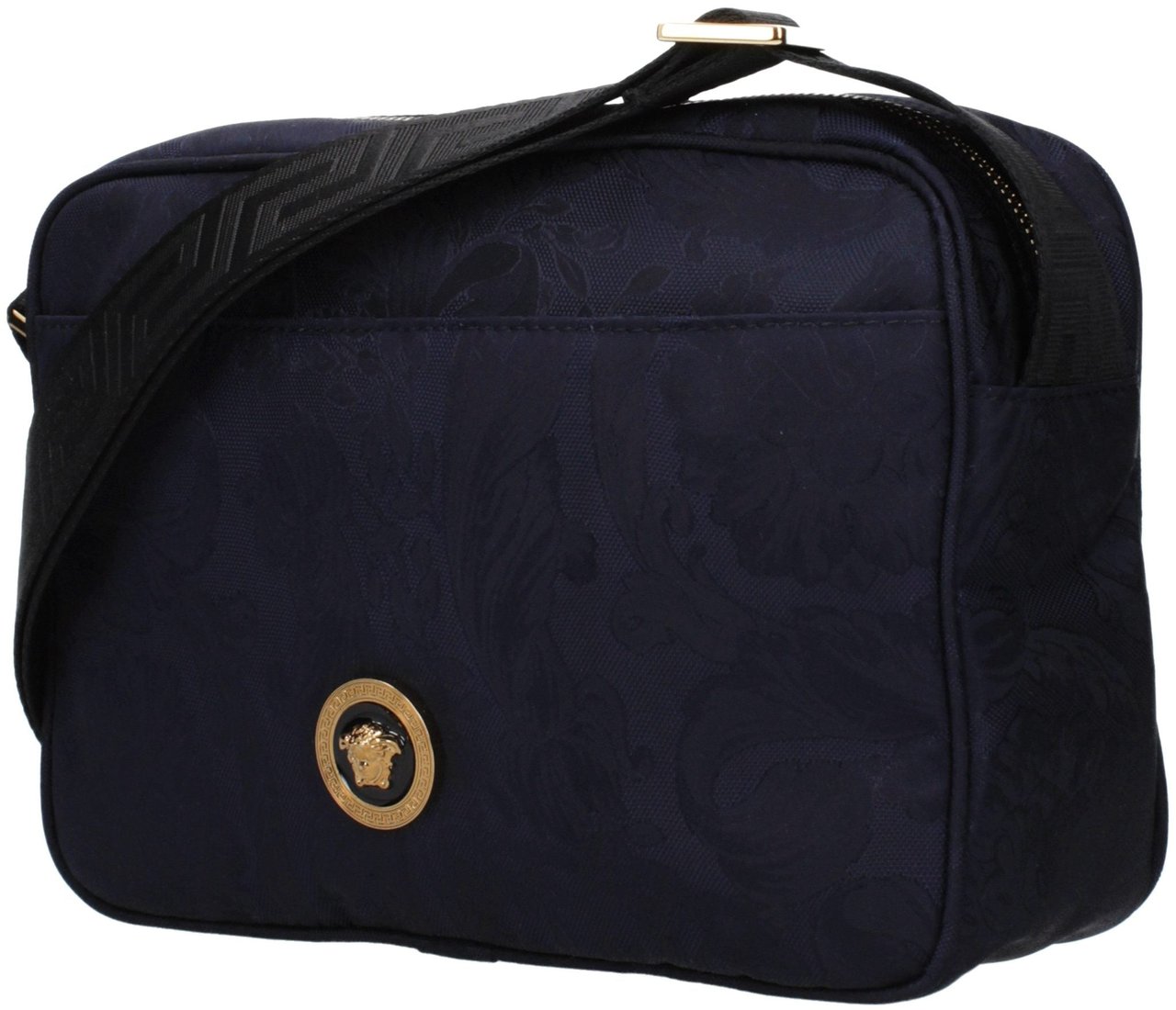 Versace Blue Fabric Crossbody Bag Blauw