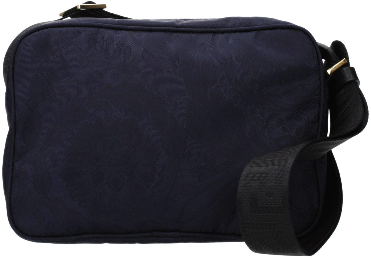 Versace Blue Fabric Crossbody Bag Blauw