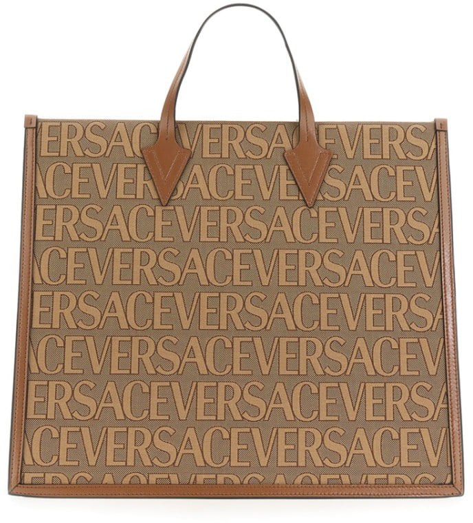 Versace Shopper Bag With Allover Logo Bruin