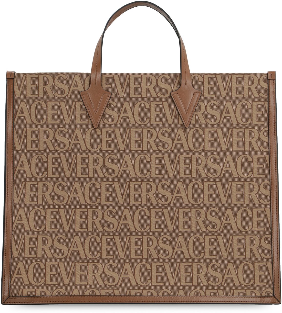 Versace Canvas and leather shopping bag Beige