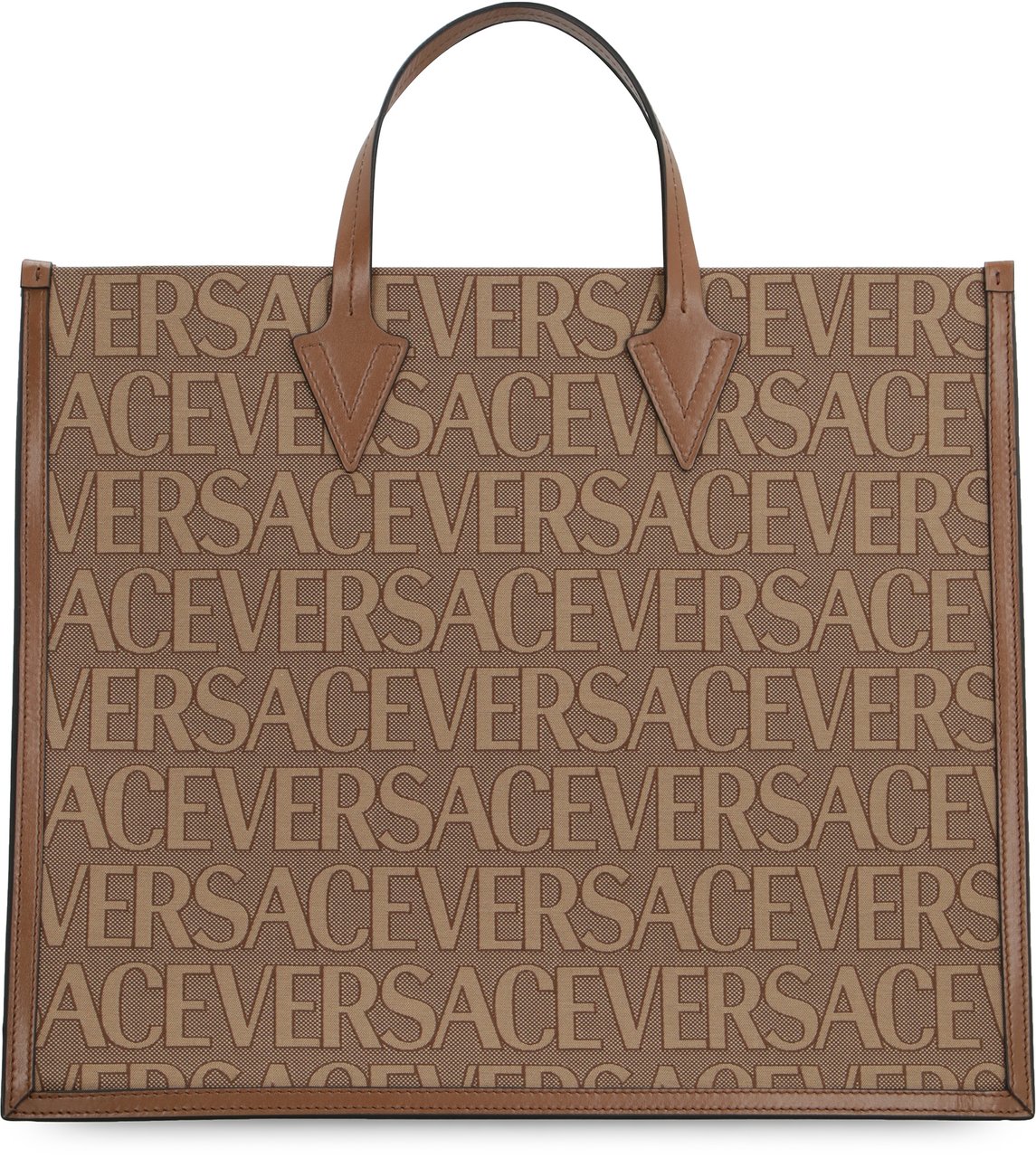 Versace Canvas and leather shopping bag Beige