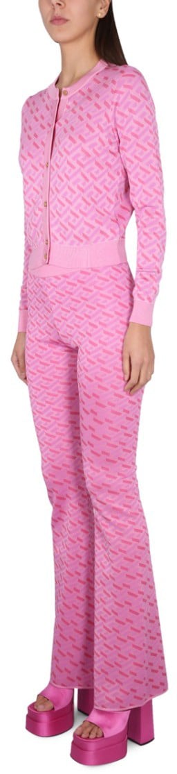 Versace Jacquard Cardigan La Greca Roze