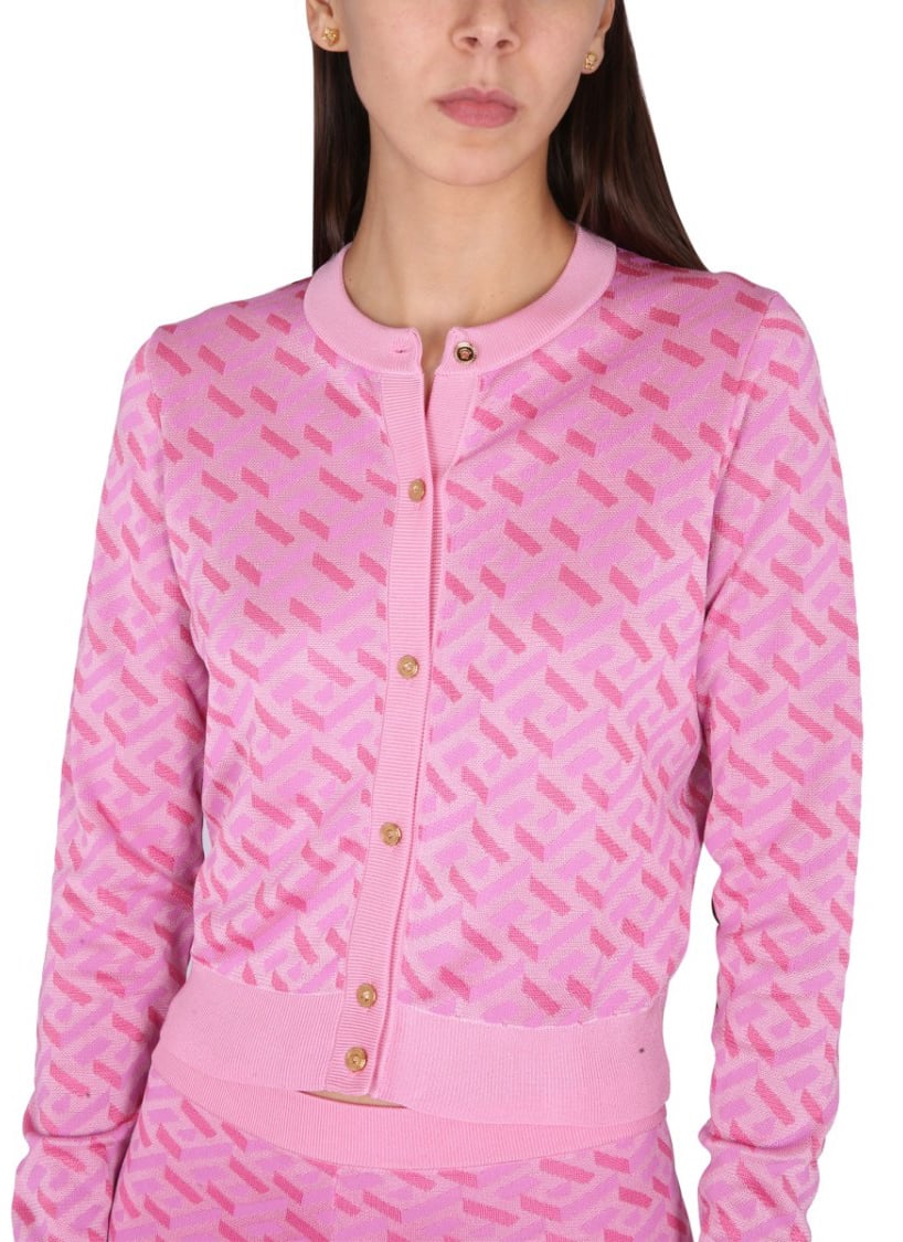 Versace Jacquard Cardigan La Greca Roze