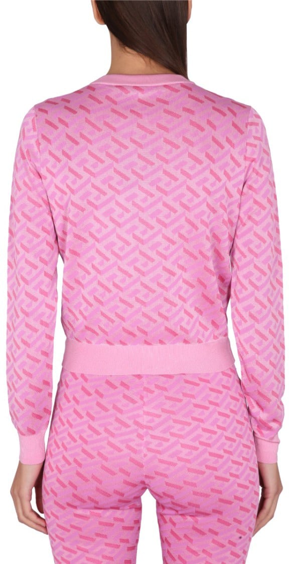 Versace Jacquard Cardigan La Greca Roze
