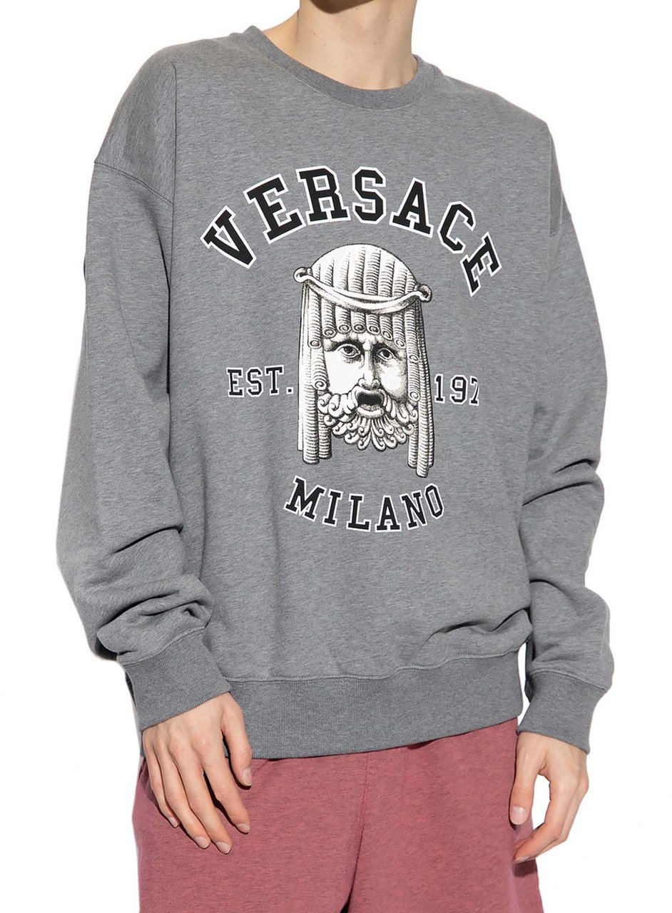 Versace Cotton Crewneck Sweatshirt Grijs