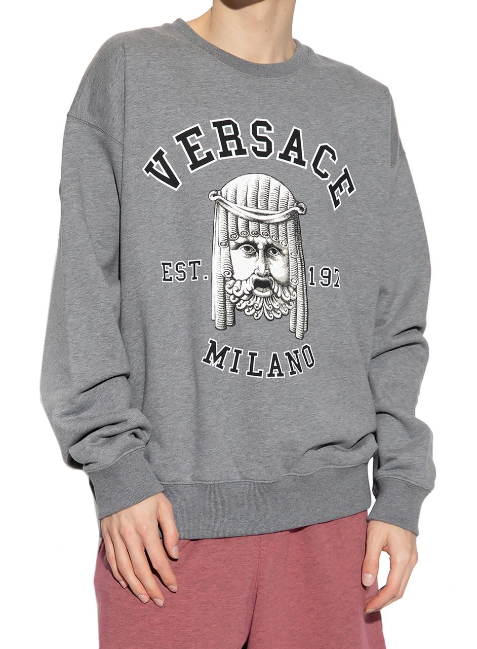 Versace Cotton Crewneck Sweatshirt Grijs