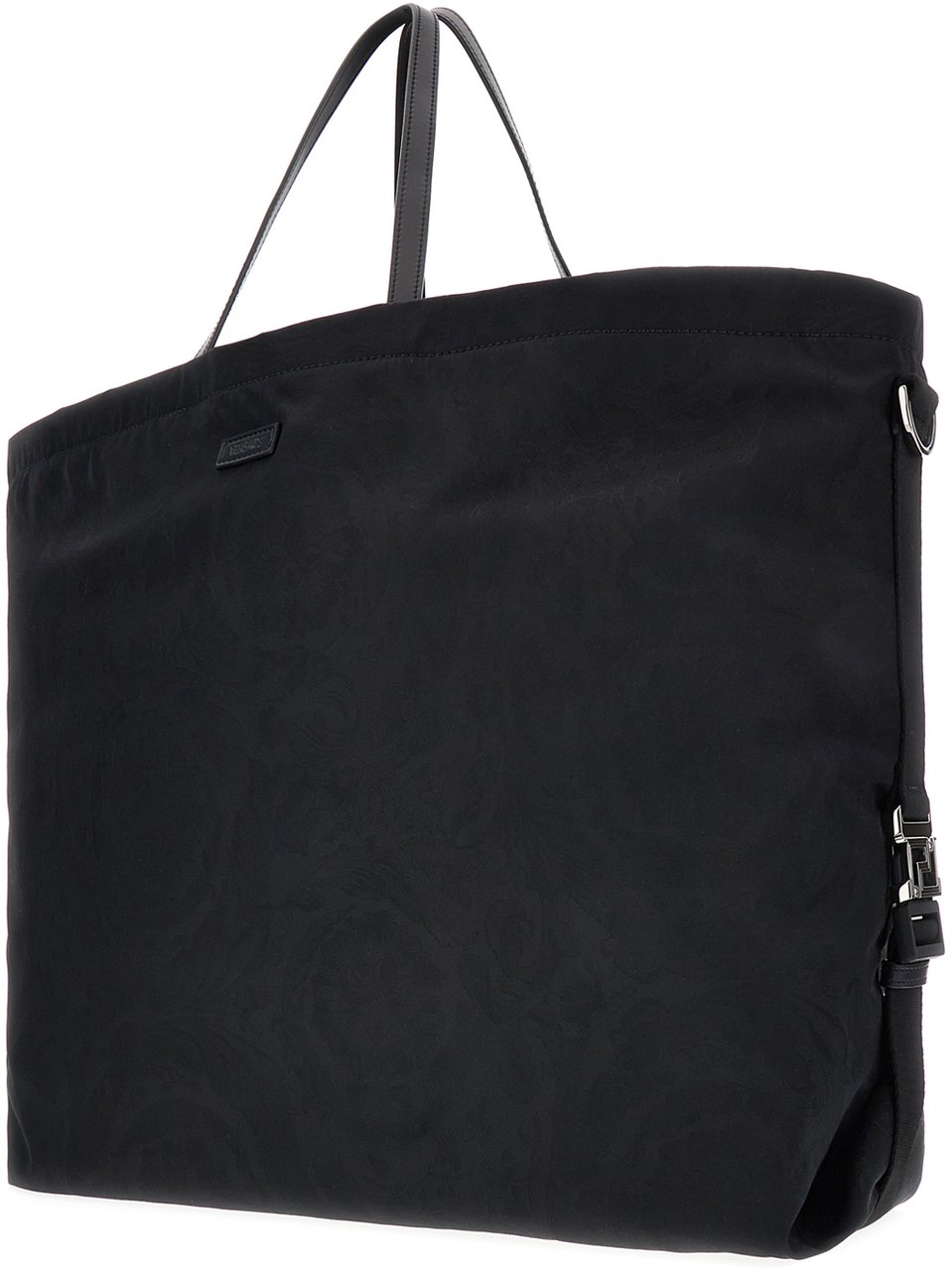 Versace Versace Black nylon shopping bag Zwart