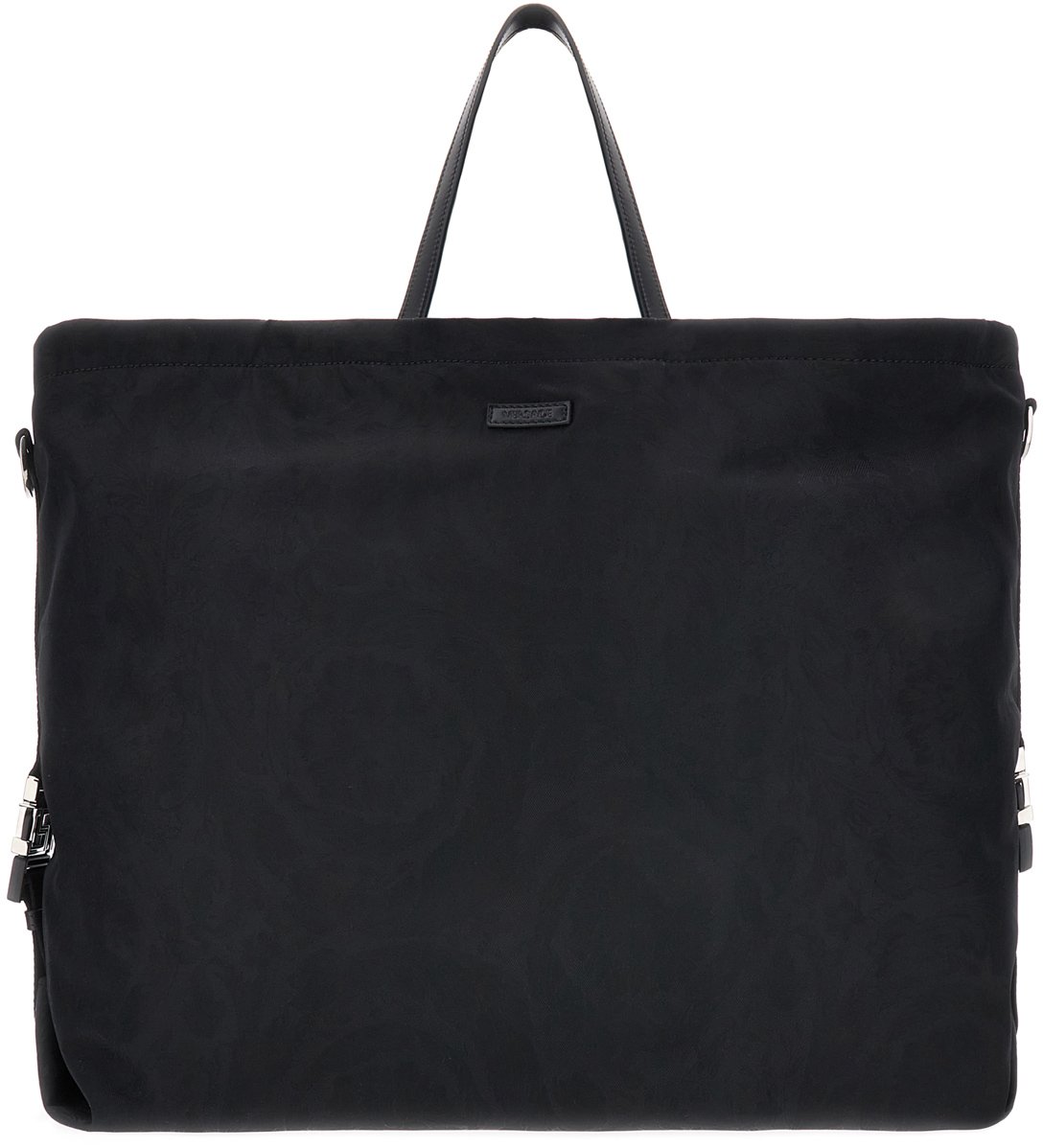 Versace Versace Black nylon shopping bag Zwart