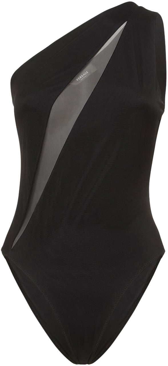 Versace One-shoulder black swimsuit Zwart