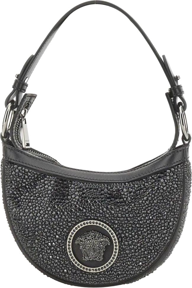 Versace Mini Hobo Bag With Crystals Grijs