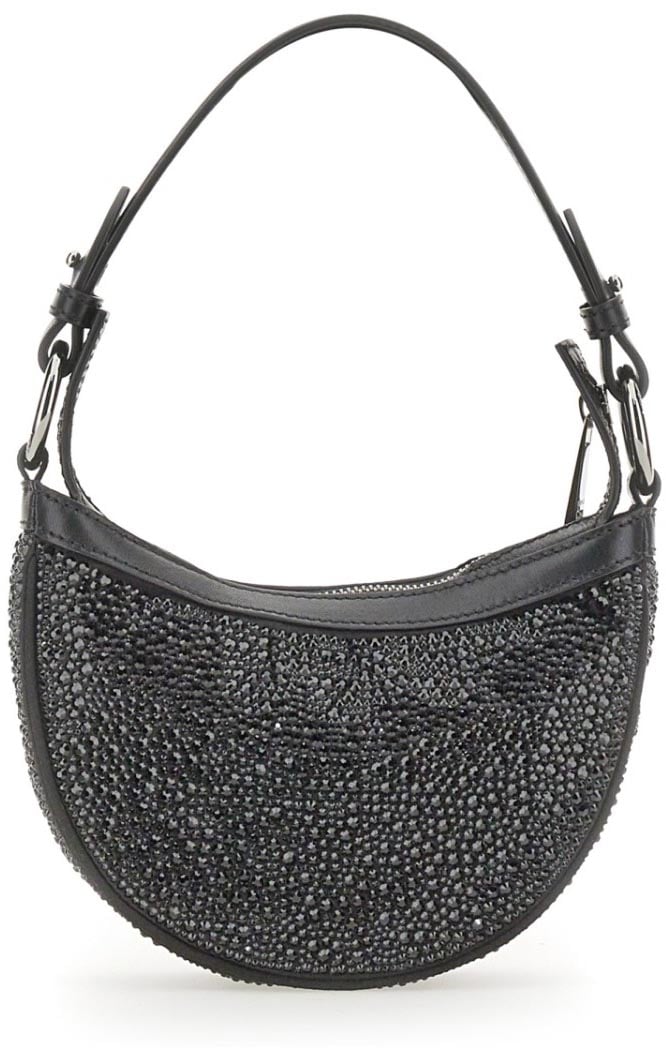 Versace Mini Hobo Bag With Crystals Grijs