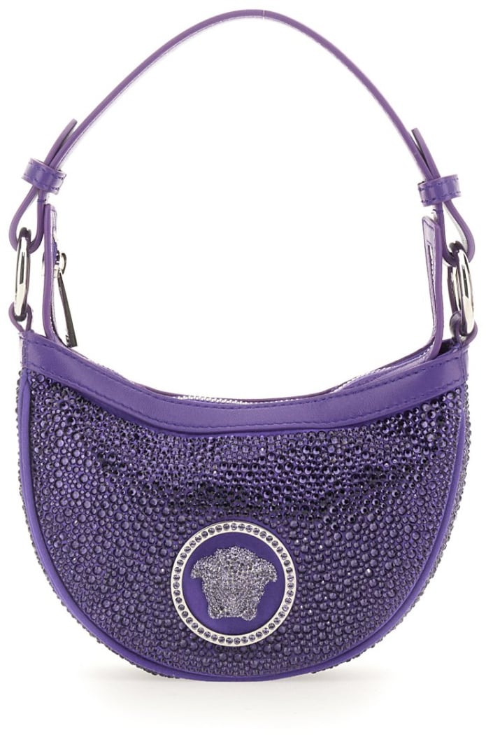 Versace Mini Hobo Bag With Crystals Paars