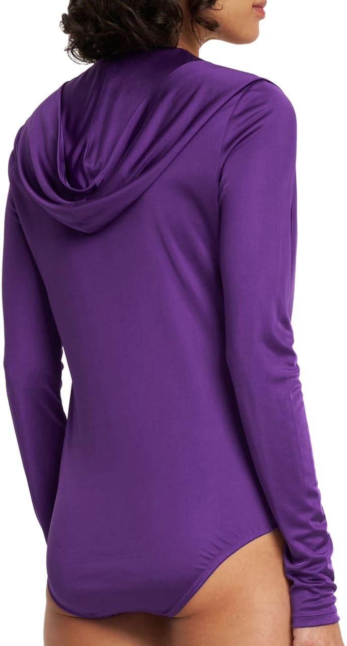 Versace Elegant Purple Bodysuit with Deep V-Neck Paars