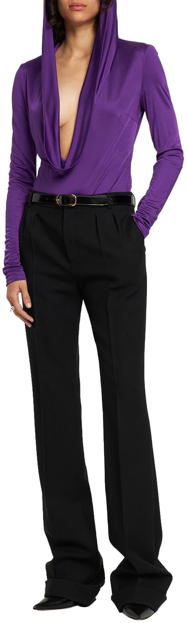 Versace Elegant Purple Bodysuit with Deep V-Neck Paars
