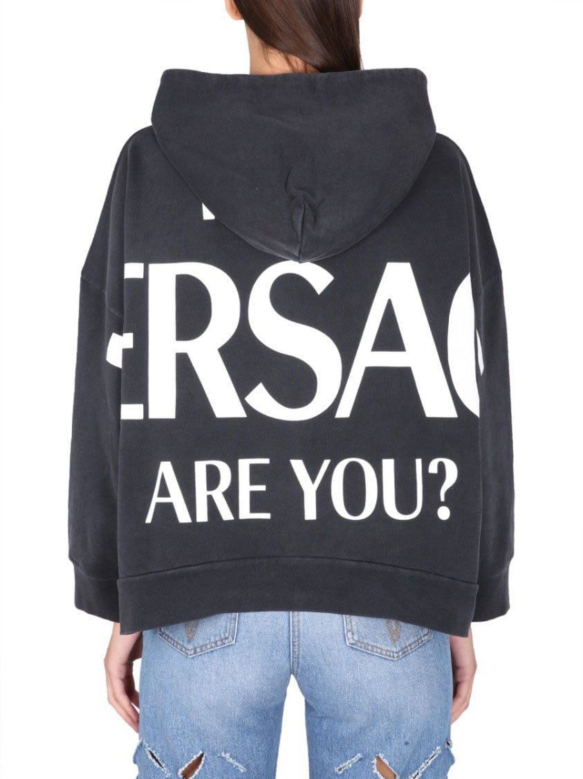 Versace Hooded Sweatshirt With Logo Zwart