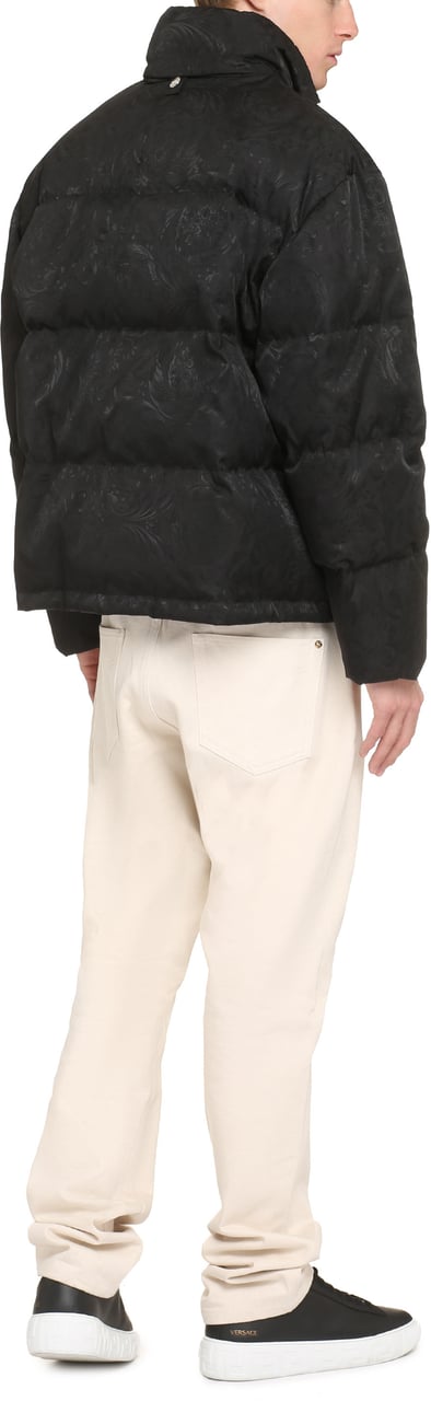 Versace Full zip down jacket Zwart