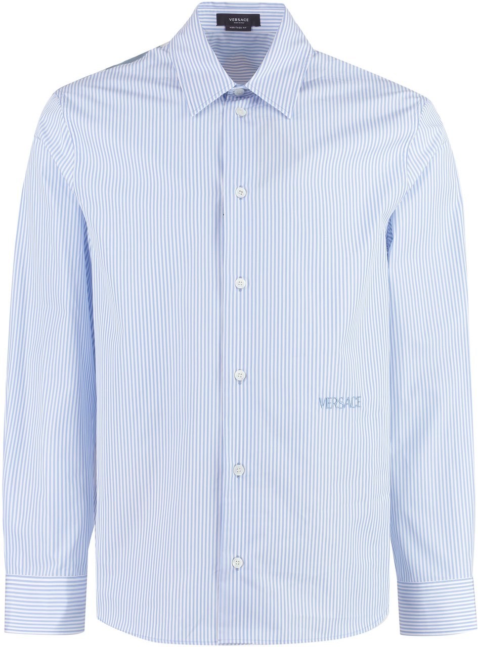 Versace Cotton poplin shirt Blauw
