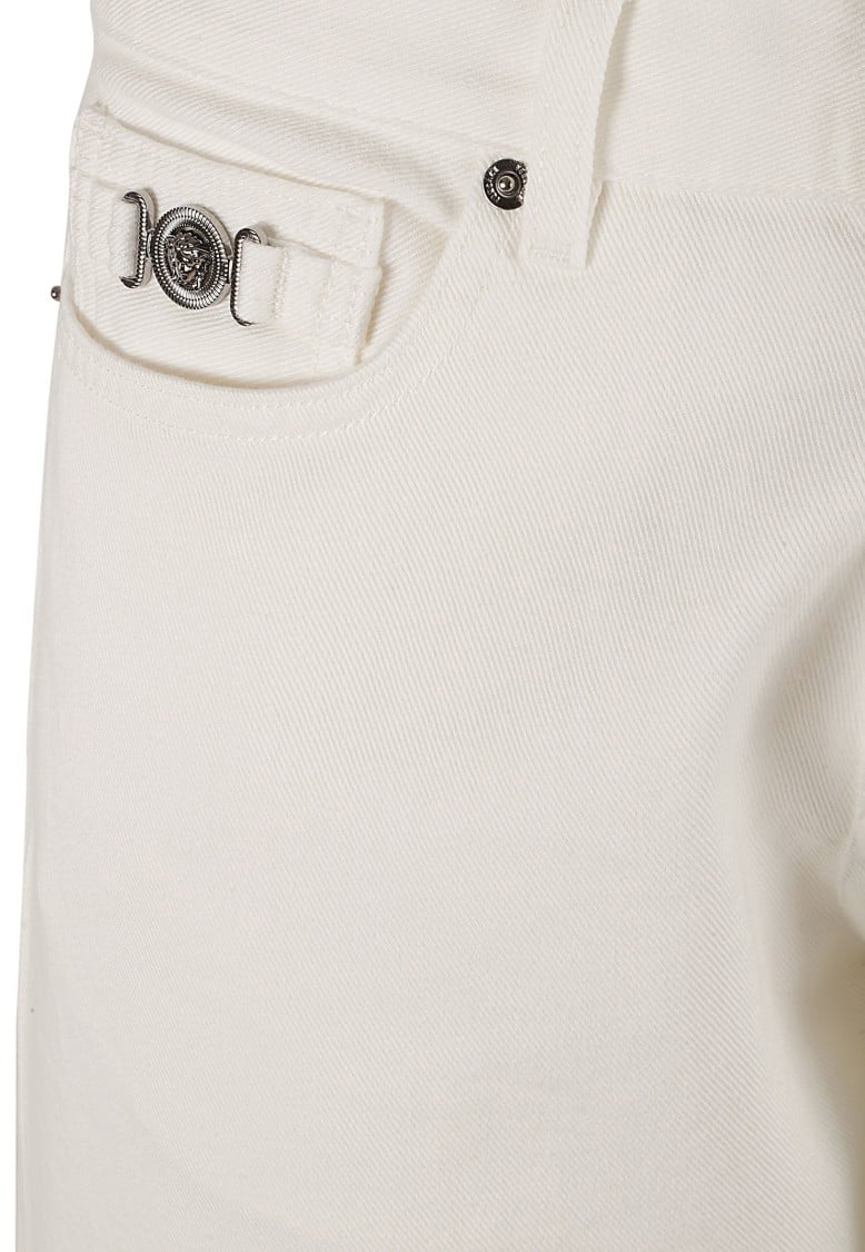 Versace Straight-Leg White Denim Jeans With Design Wit