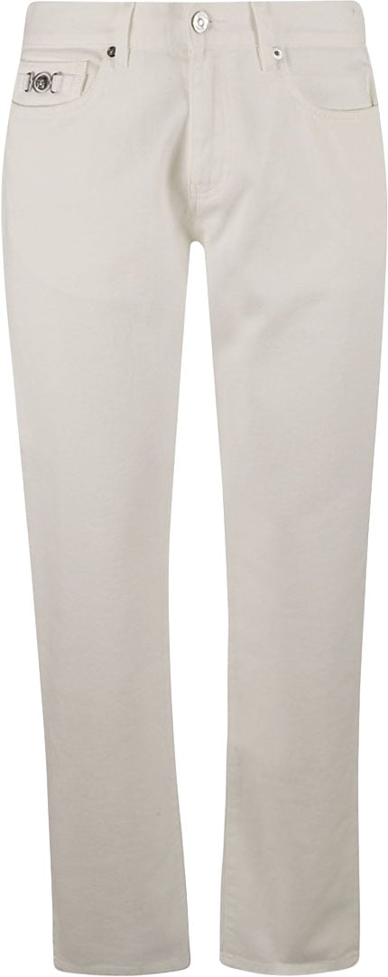 Versace Straight-Leg White Denim Jeans With Design Wit