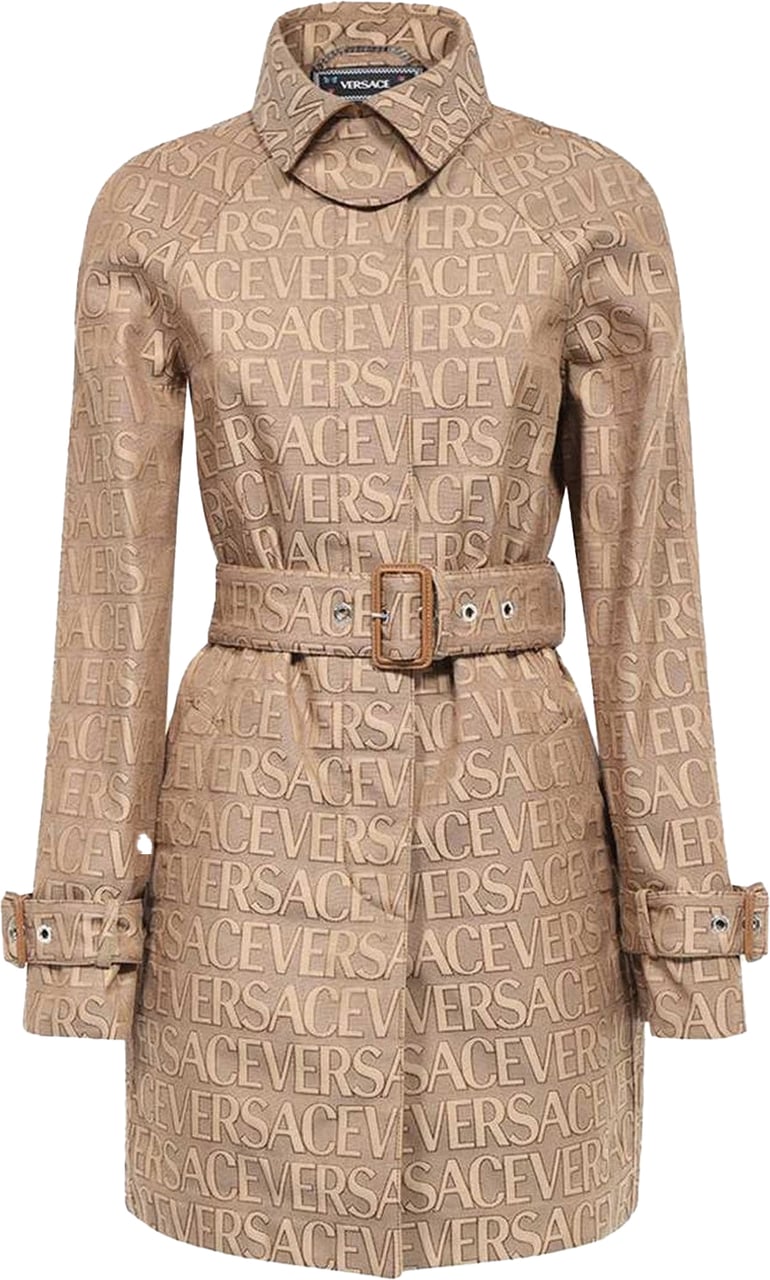 Versace Versace Logo Trench Coat Beige