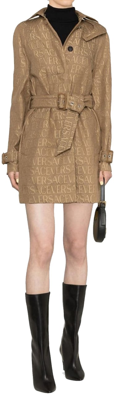Versace Versace Logo Trench Coat Beige