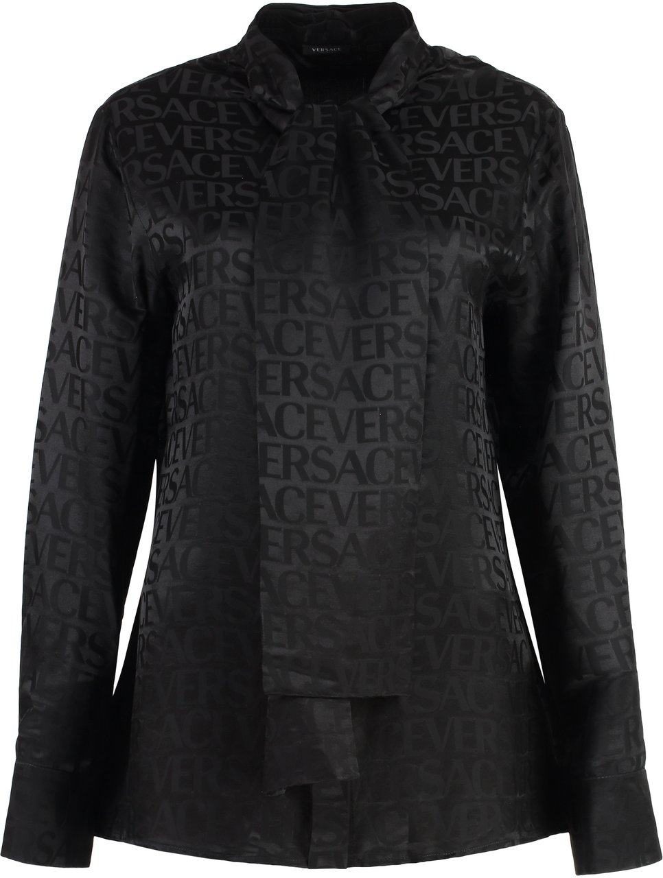 Versace Printed satin blouse Zwart