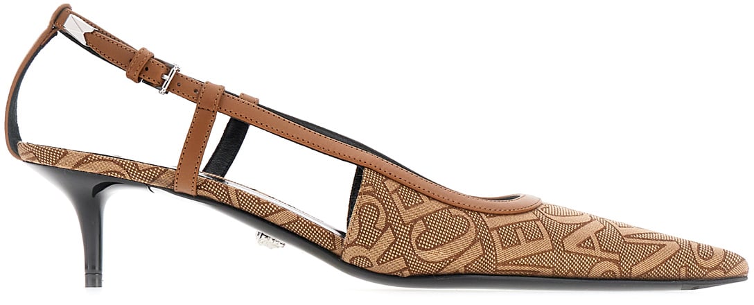Versace Versace Printed polyester blend pumps Bruin