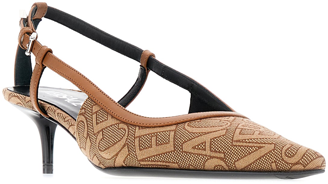 Versace Versace Printed polyester blend pumps Bruin