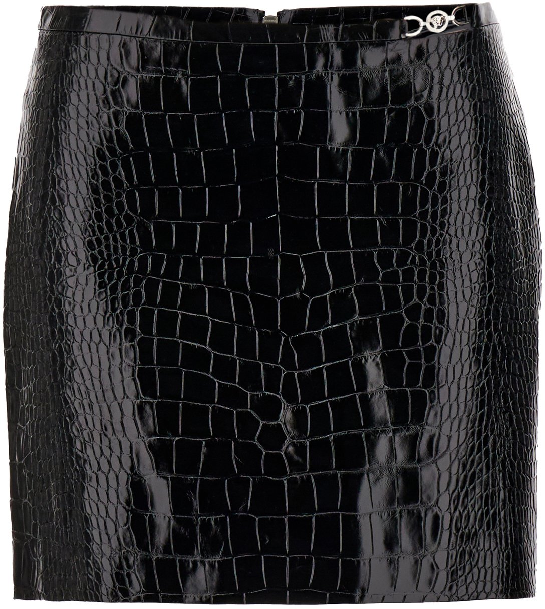 Versace Versace Black leather mini skirt Zwart