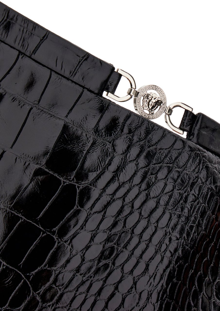 Versace Versace Black leather mini skirt Zwart