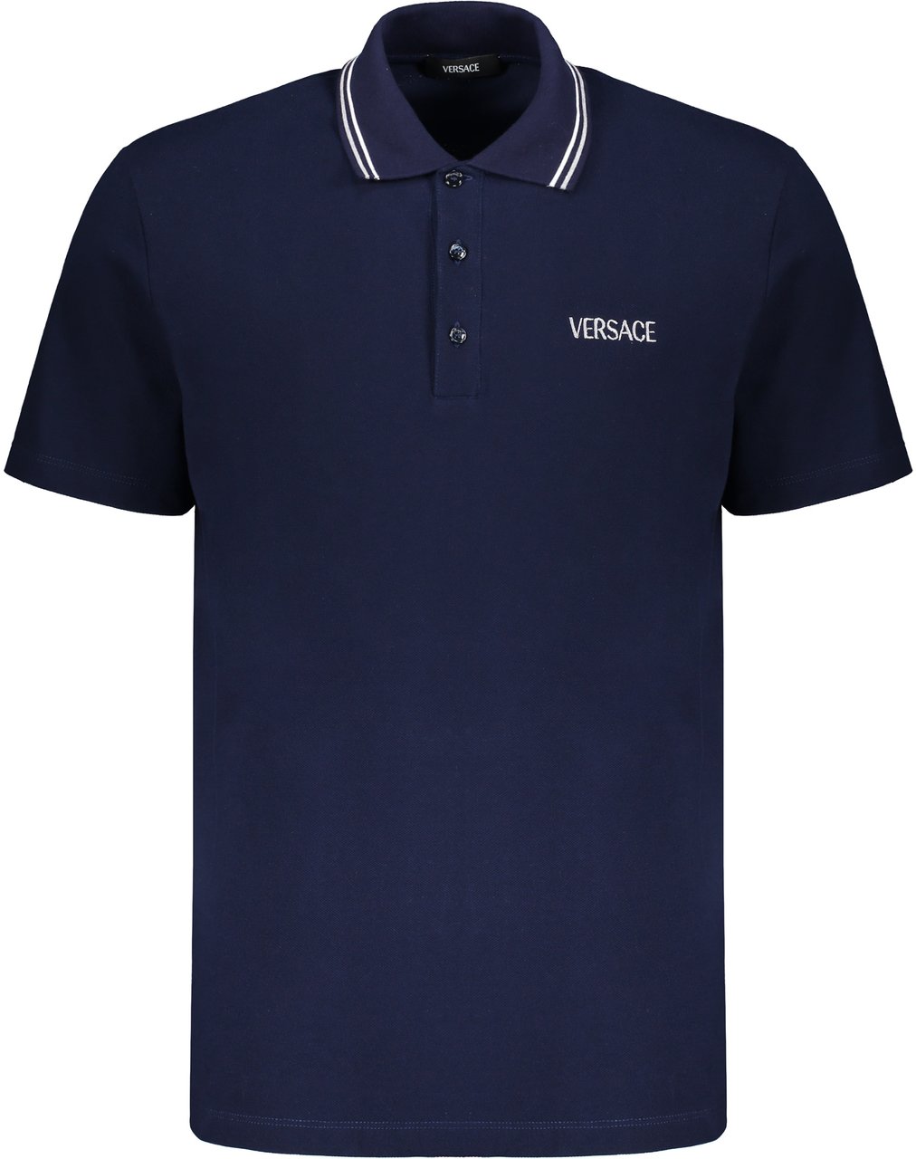 Versace Embroidered cotton polo shirt Blauw