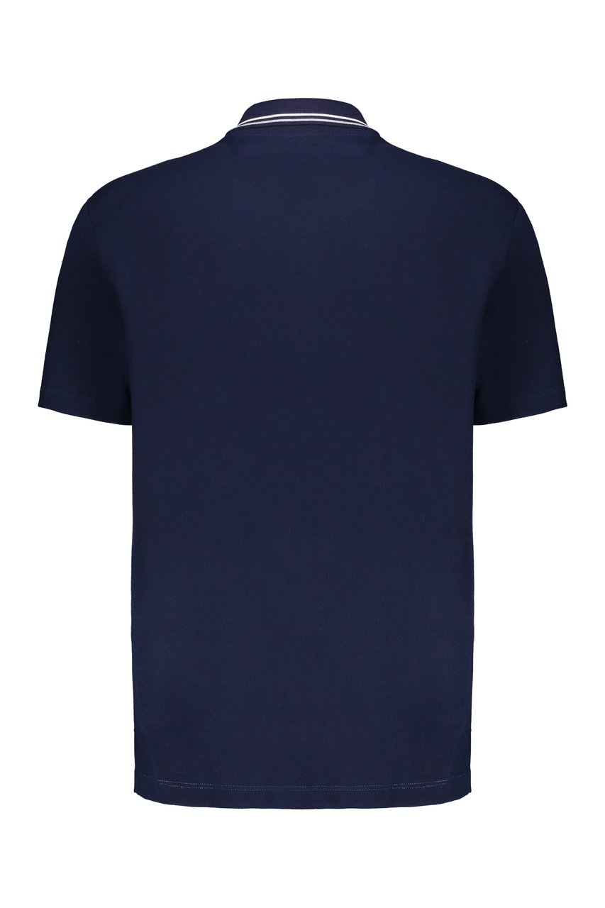 Versace Embroidered cotton polo shirt Blauw