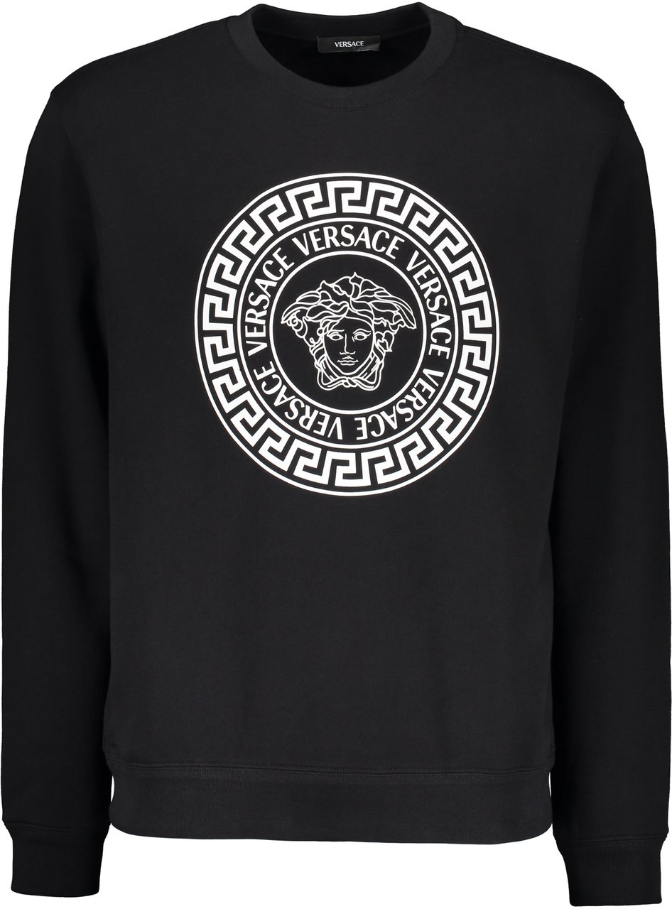 Versace Logo detail cotton sweatshirt Zwart
