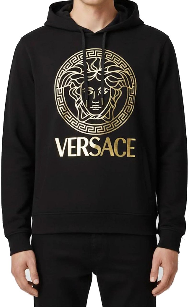 Versace Gold Medusa Logo Hoodie Zwart
