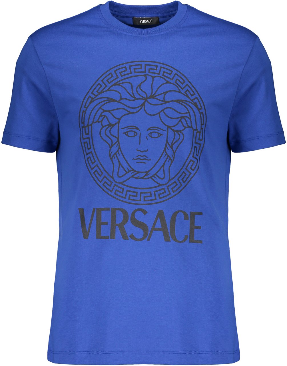 Versace Blue Iconic Cotton Soft T-shirt Blauw