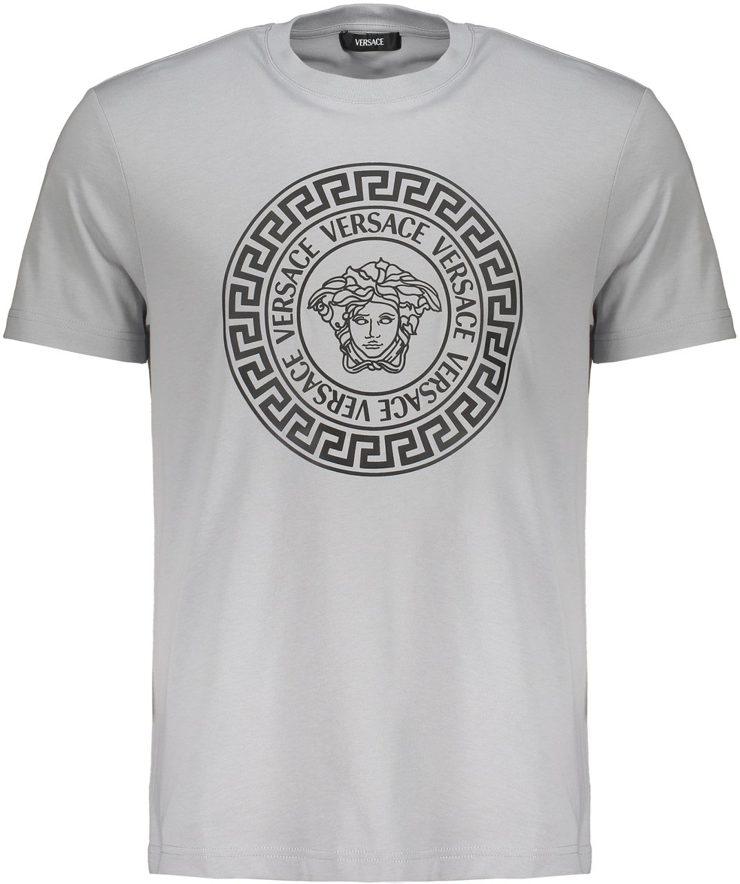 Versace Gray Soft T-shirt with Elegant Circular Design Zwart