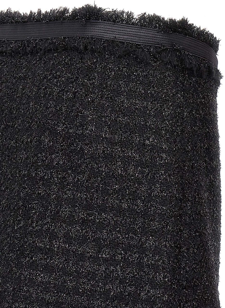 Versace Black Virgin Wool Long Skirt Zwart